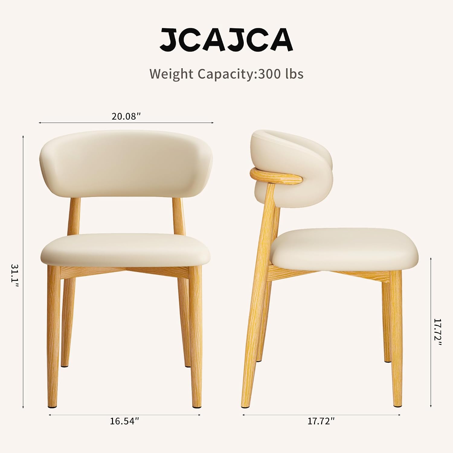 Wood-Look Metal Dining Chairs, Set of 4 - Image 2