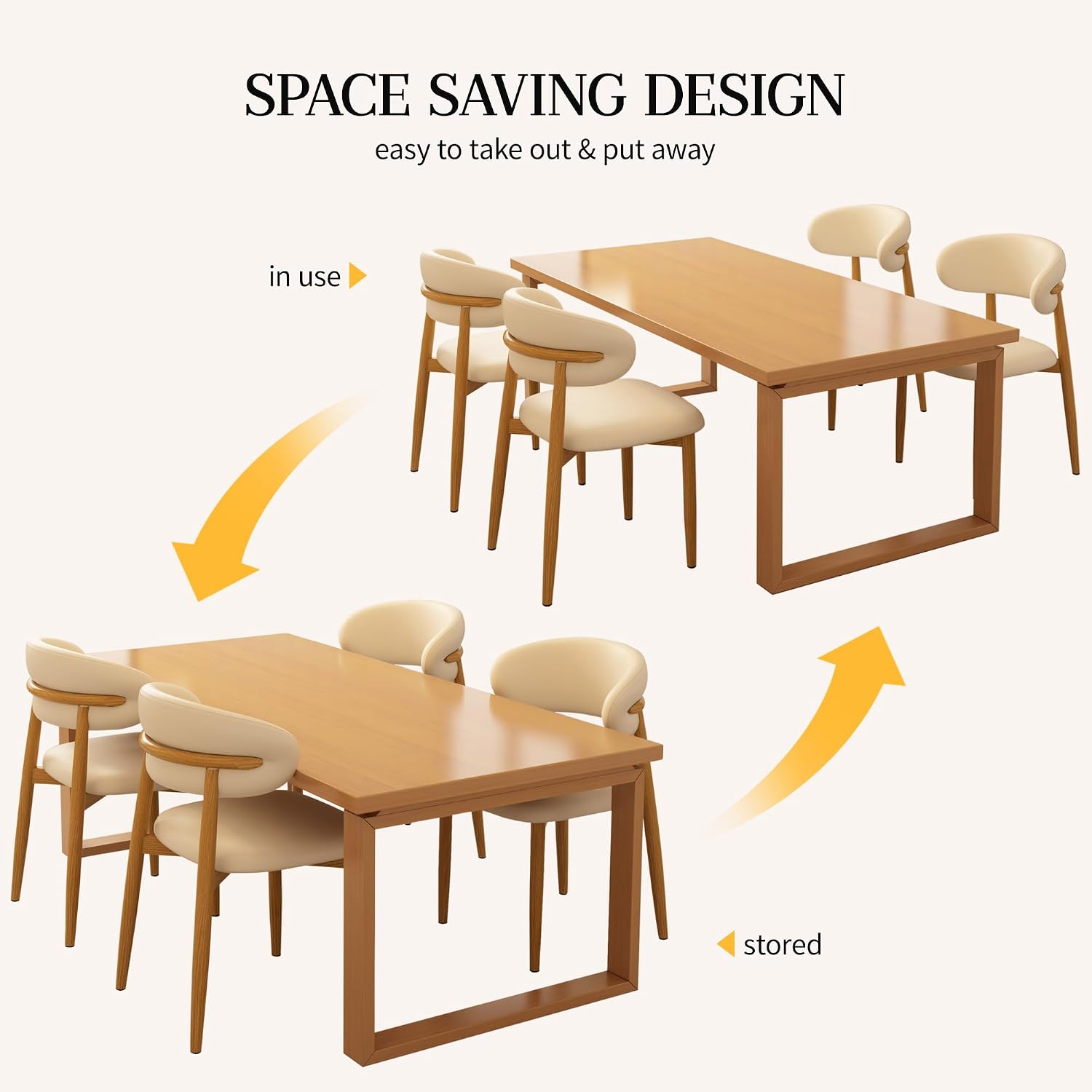 Wood-Look Metal Dining Chairs, Set of 4 - Image 4