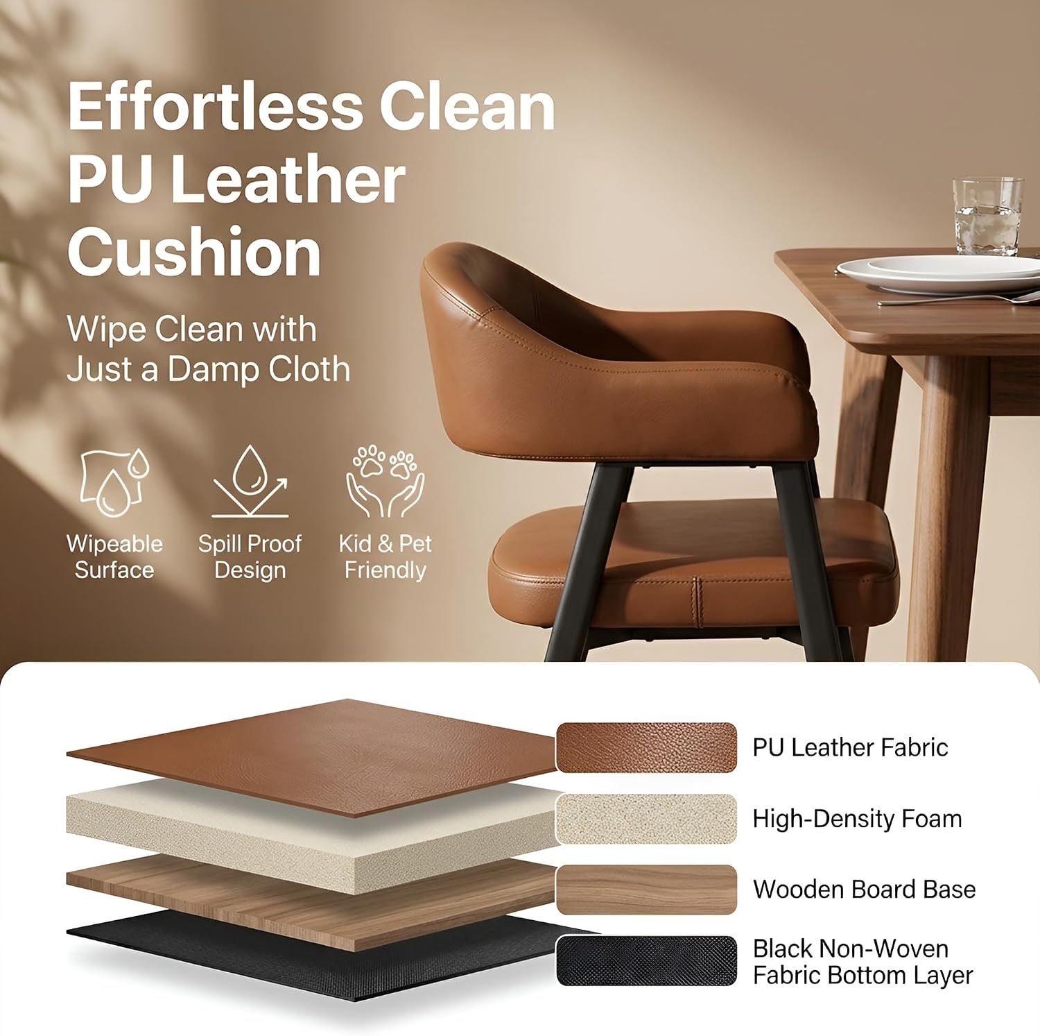 Faux Leather Barrel Dining Armchairs, Set of 6 - Image 6