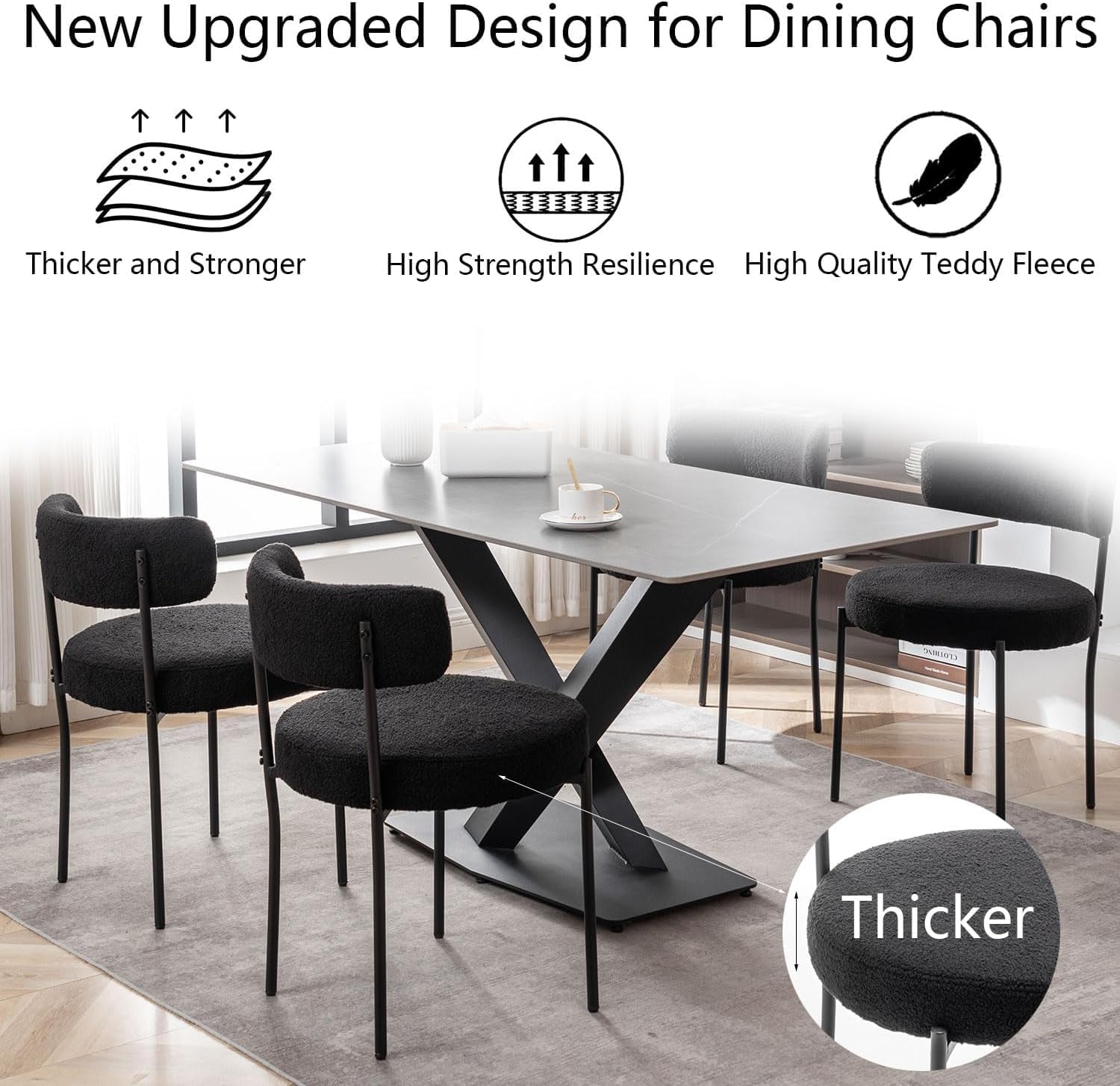 Round-Cushion Dining Chairs, Set of 4 - Image 4