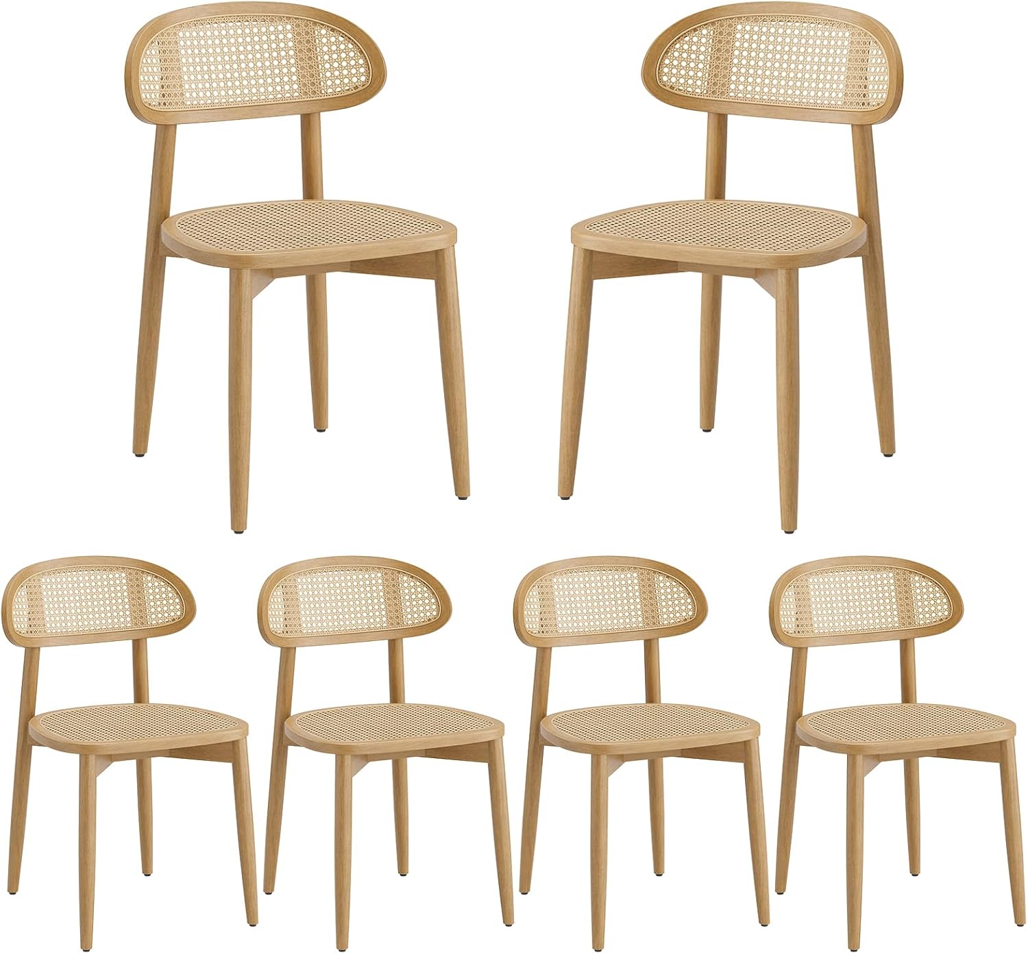Rattan-Back Dining Chairs, Set of 6 - Image 9