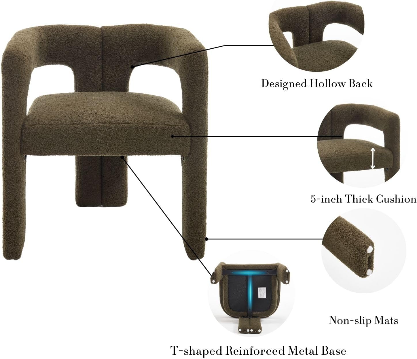 Hollow-Back Barrel Dining Chairs, Set of 6 - Image 4