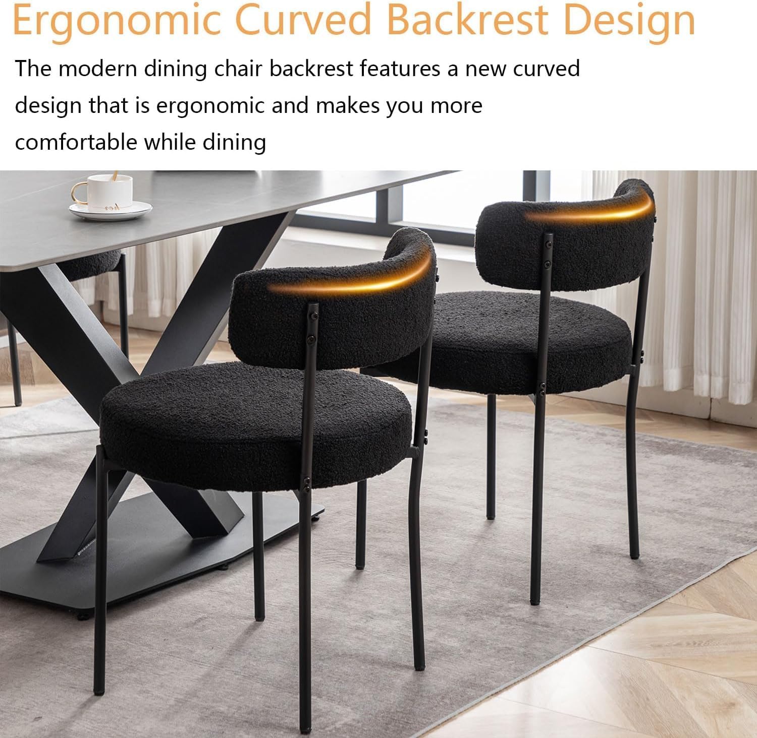 Round-Cushion Dining Chairs, Set of 4 - Image 3