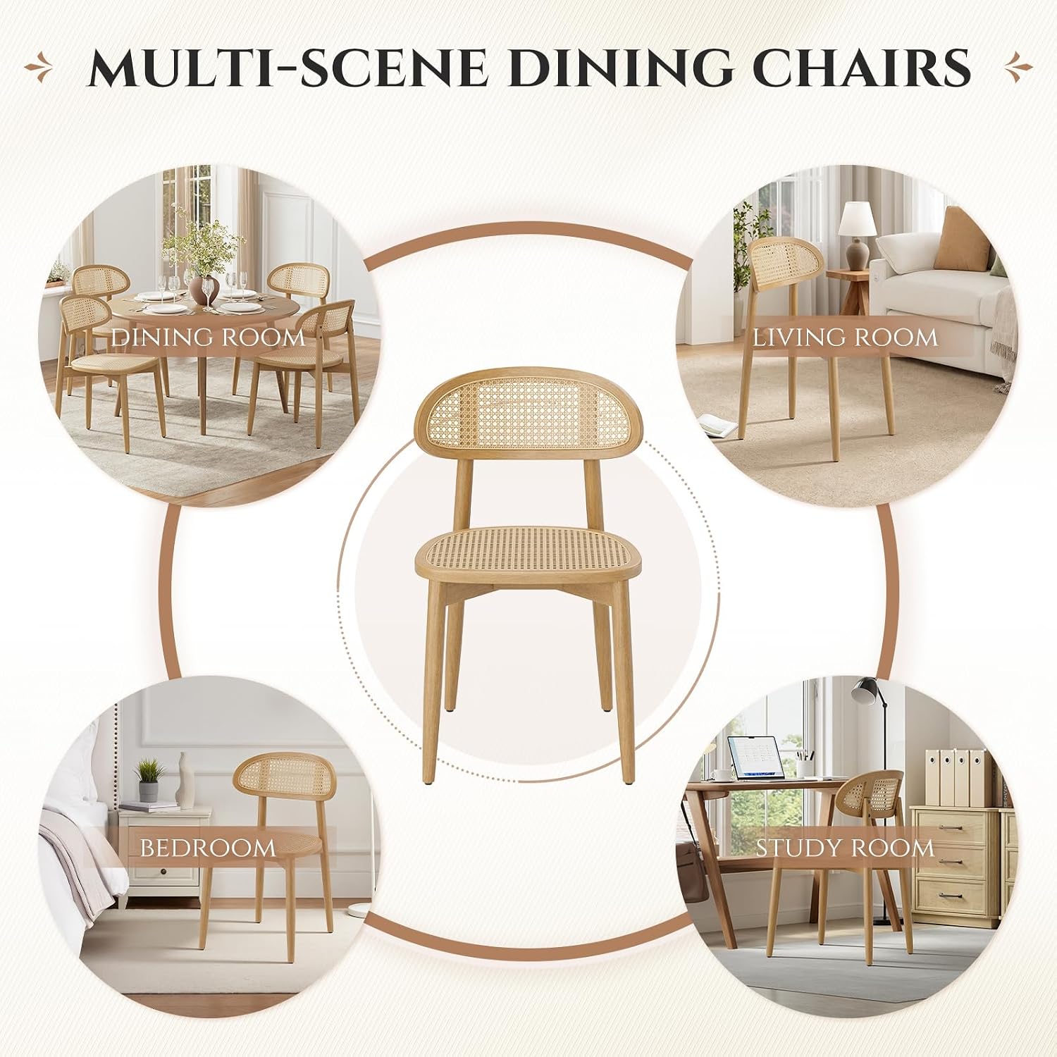 Rattan-Back Dining Chairs, Set of 6 - Image 6
