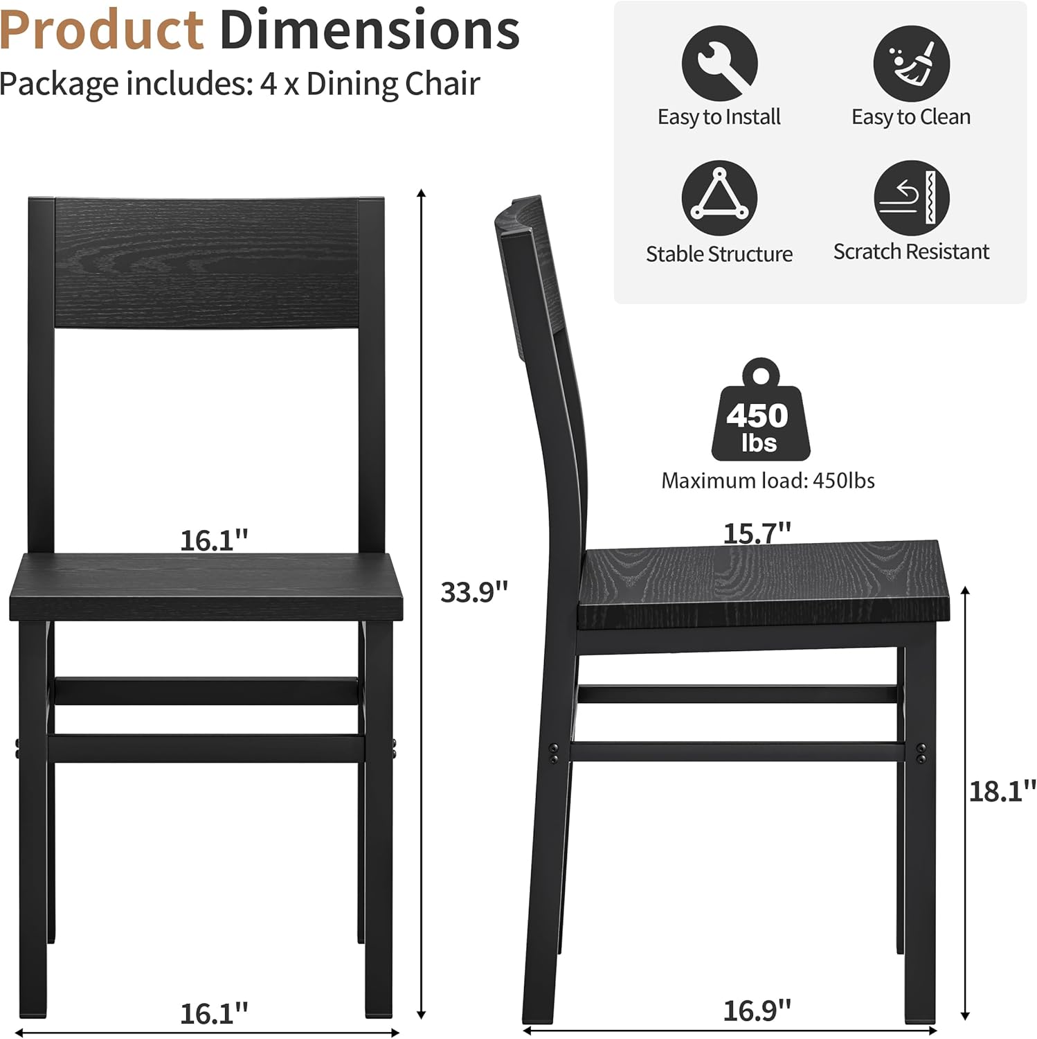 Metal-Frame Dining Chairs, Set of 4 - Image 2