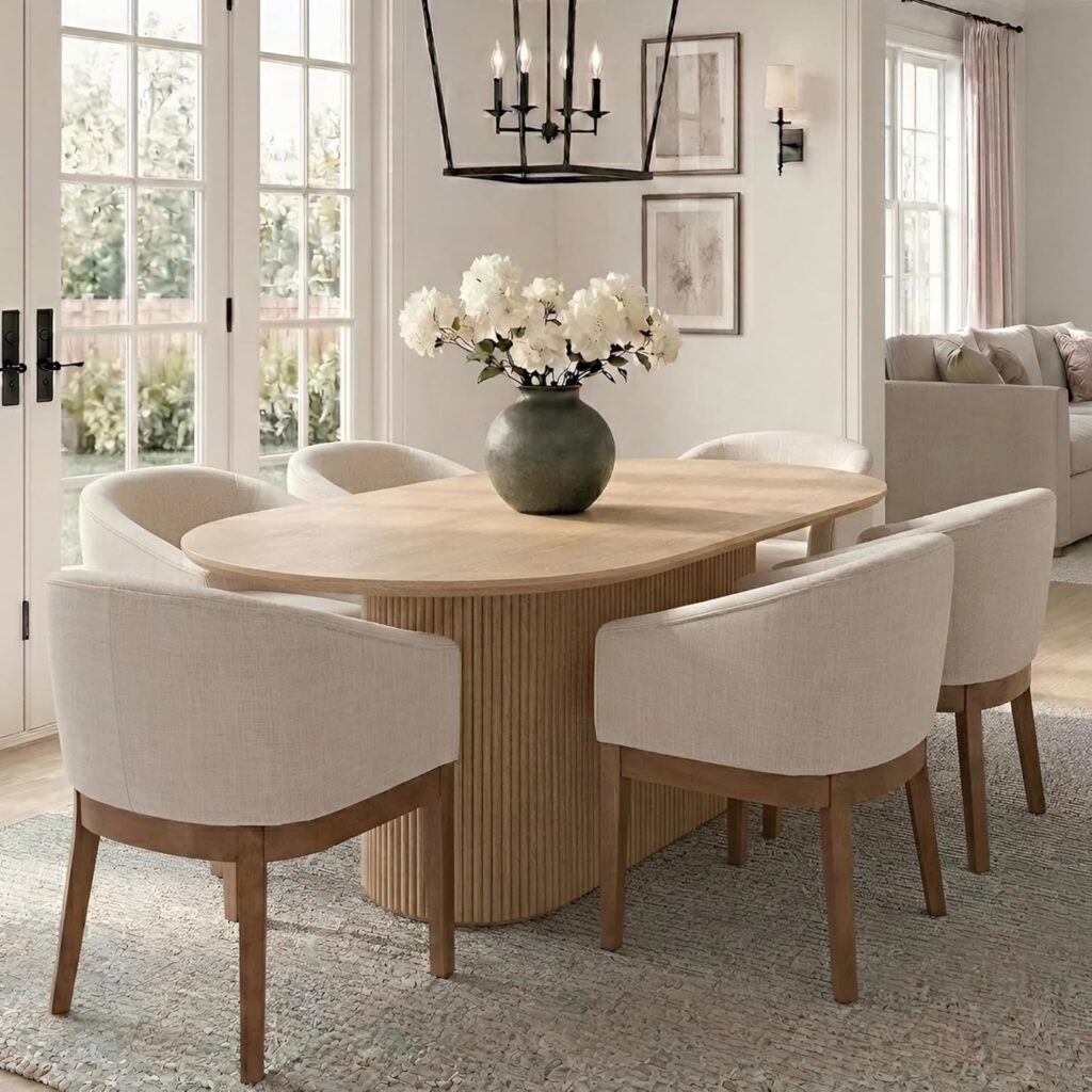 Linen Barrel Dining Armchairs, Set of 6