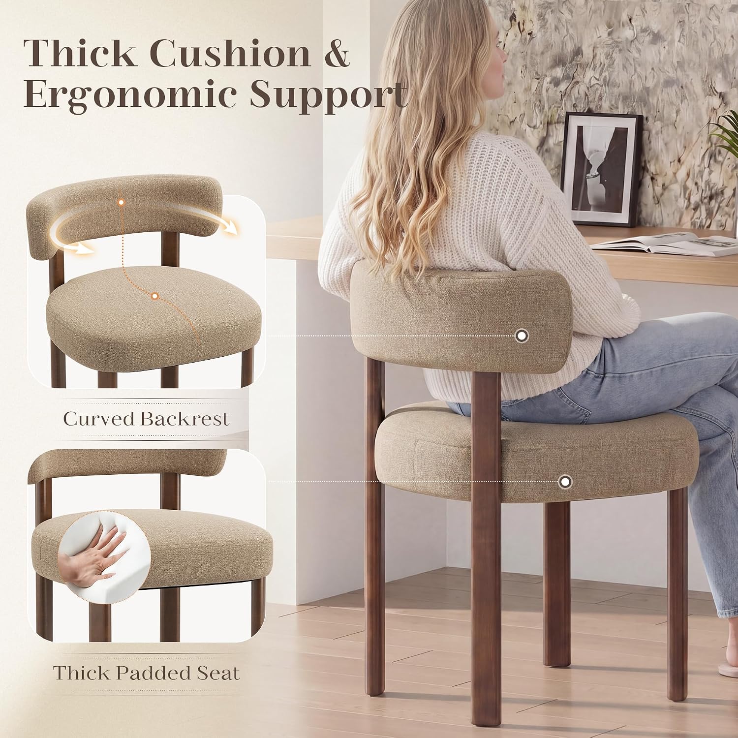 Contoured Wooden Dining Chairs, Set of 4 - Image 3