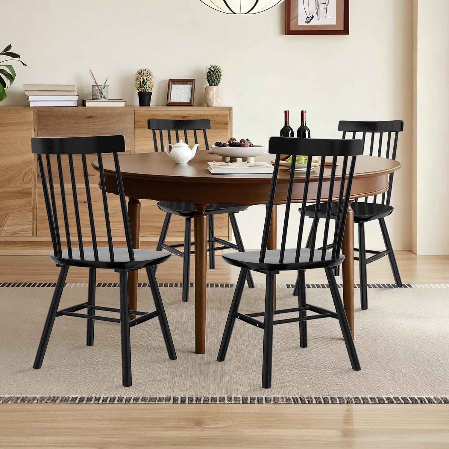 Windsor Spindle-Back Dining Chairs, Set of 4 - Image 7