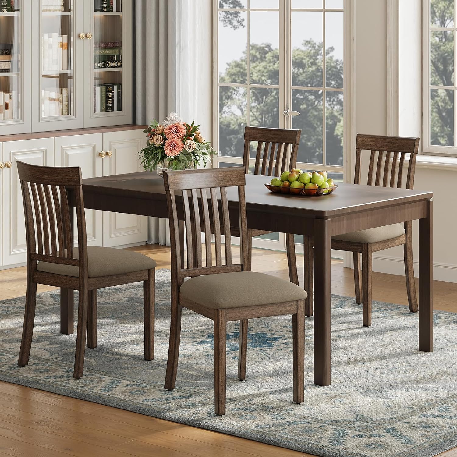 Slat-Back Dining Chairs, Set of 4