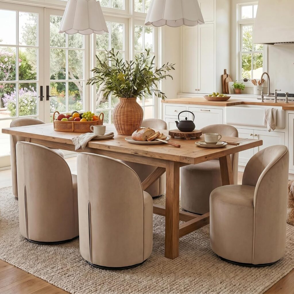 Swivel Barrel Dining Chairs, Set of 6