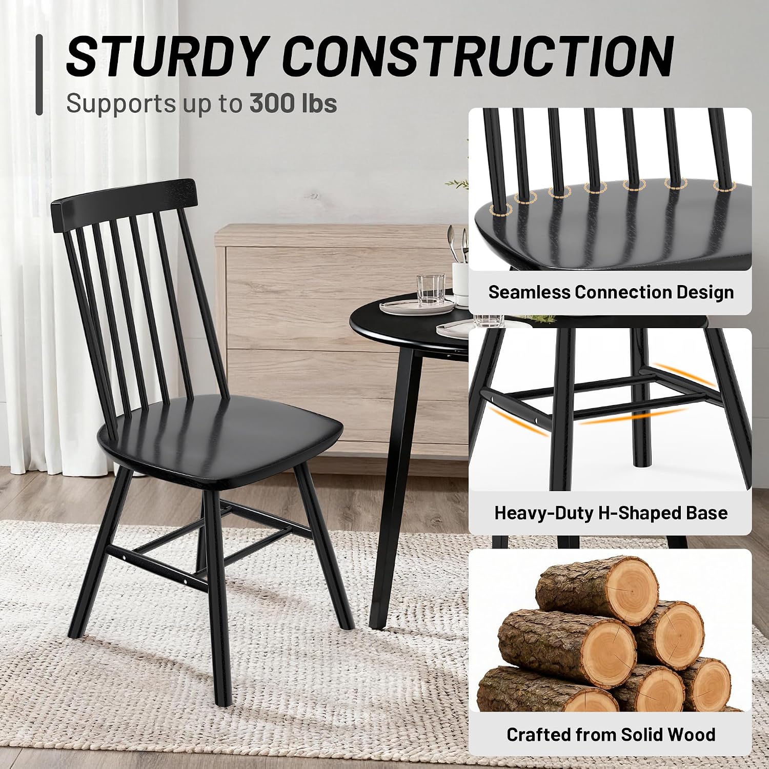 Windsor Spindle-Back Dining Chairs, Set of 4 - Image 4