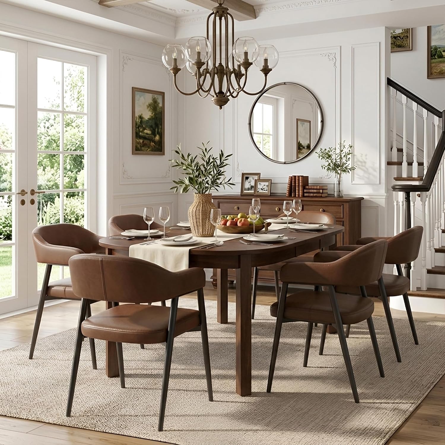 Faux Leather Barrel Dining Armchairs, Set of 6 - Image 3