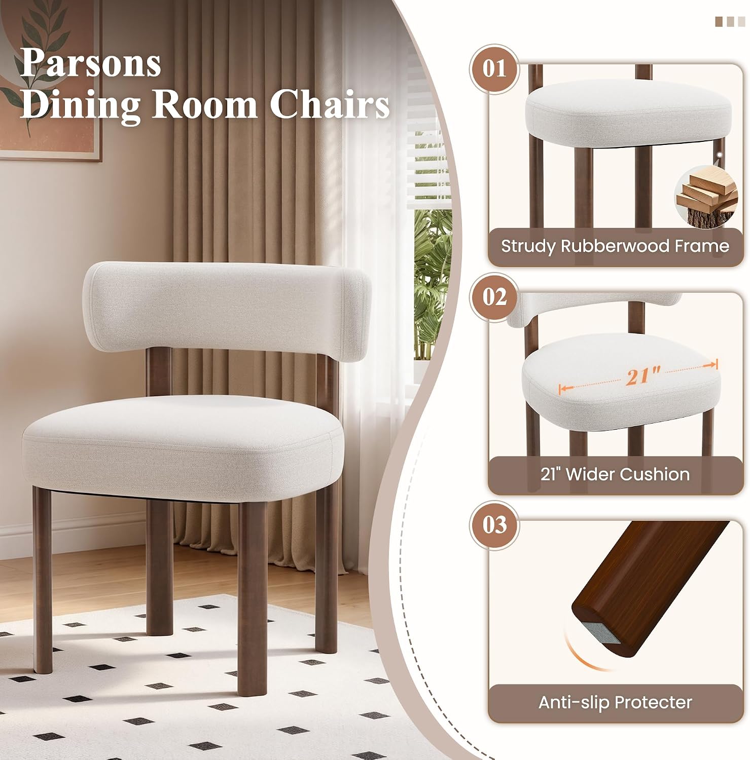 Contoured Dining Chairs, Set of 6 - Image 4