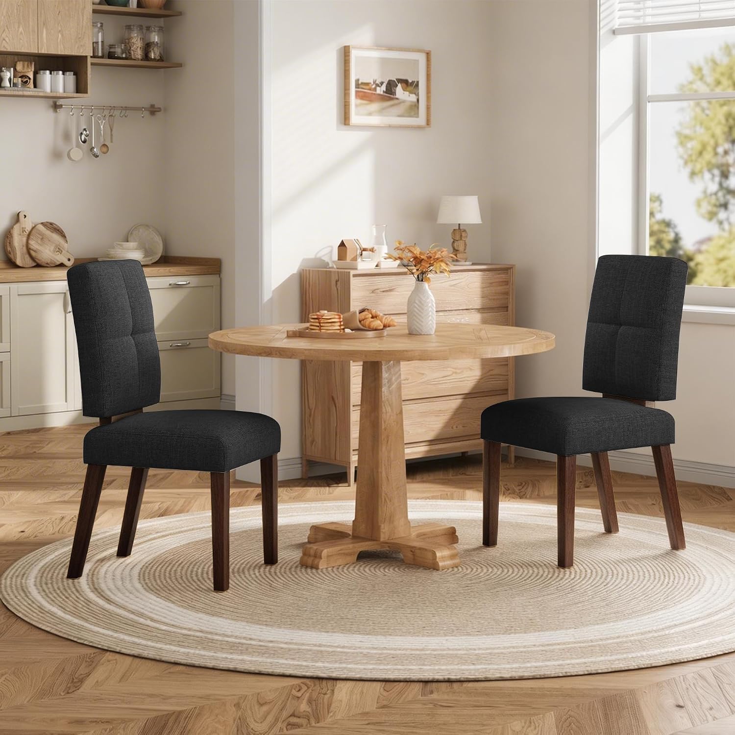 Thick-Cushion Wooden Dining Chairs, Set of 6 - Image 7