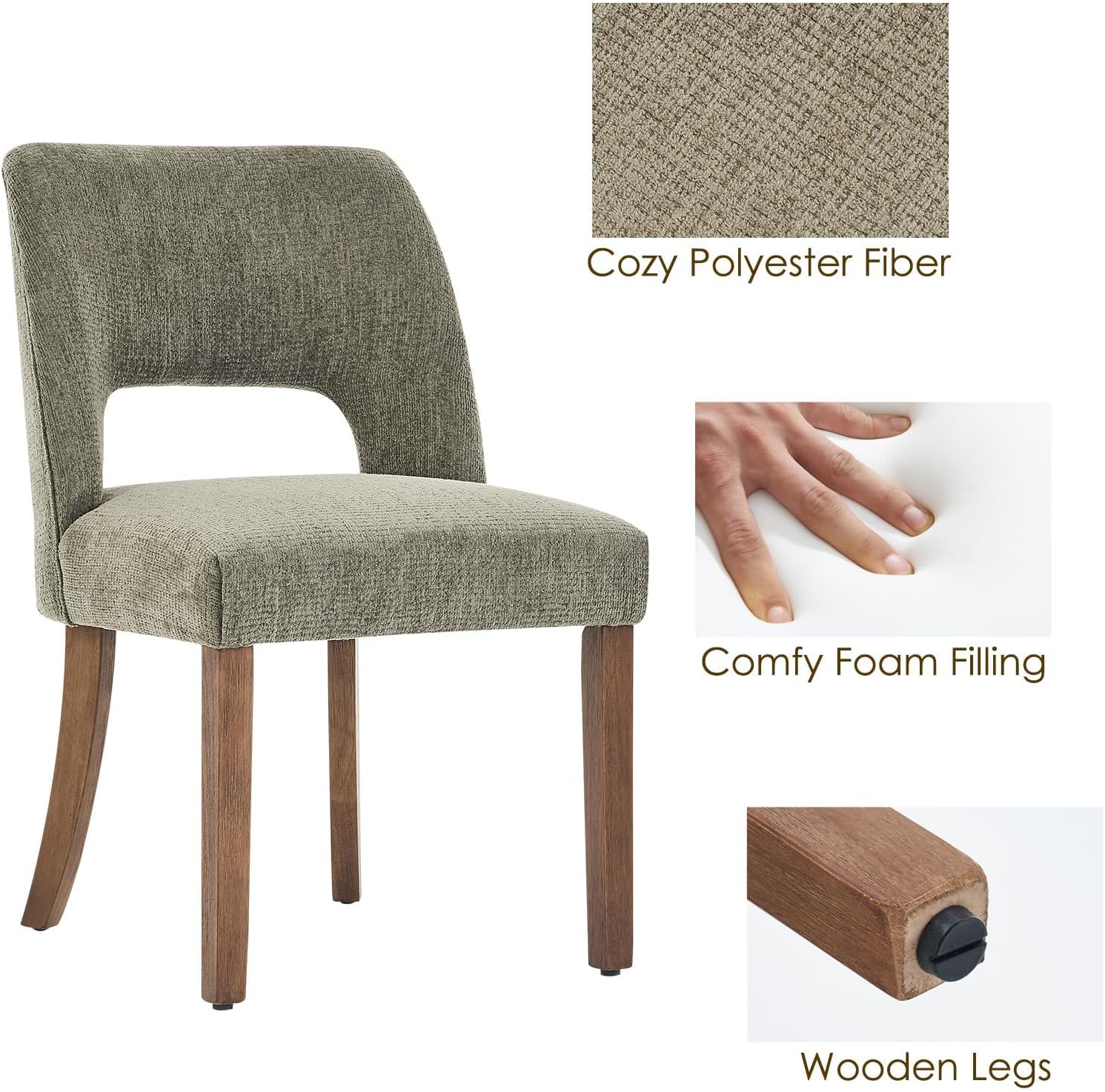 Open-Back Fabric Dining Chairs, Set of 4 - Image 7