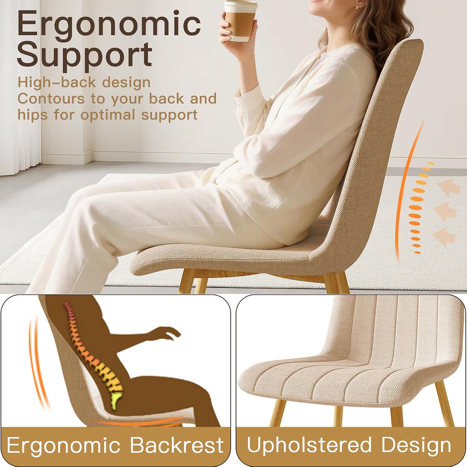 Channel-Back Dining Chairs, Set of 4 - Image 4