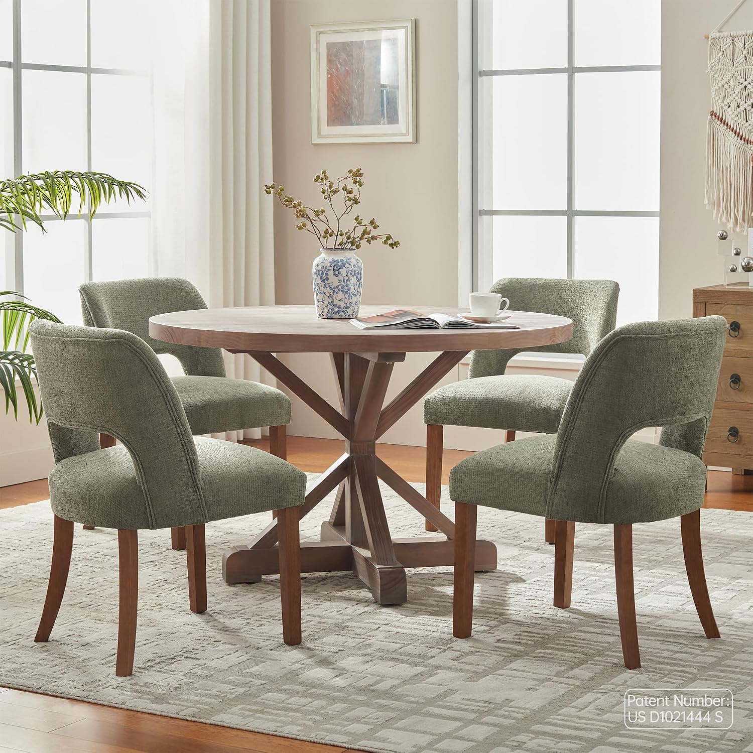 Open-Back Fabric Dining Chairs, Set of 4 - Image 3