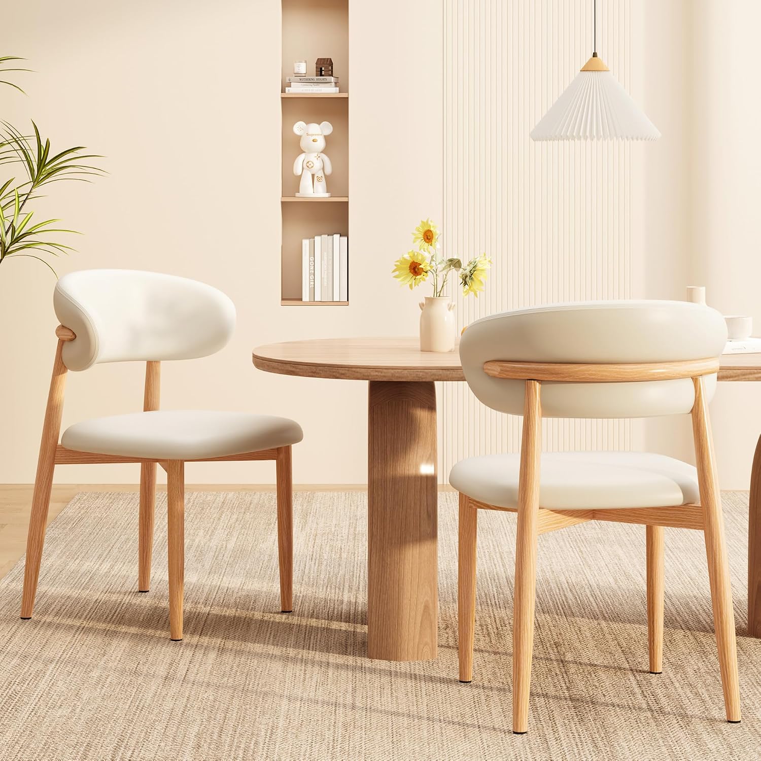 Wood-Look Metal Dining Chairs, Set of 4 - Image 3