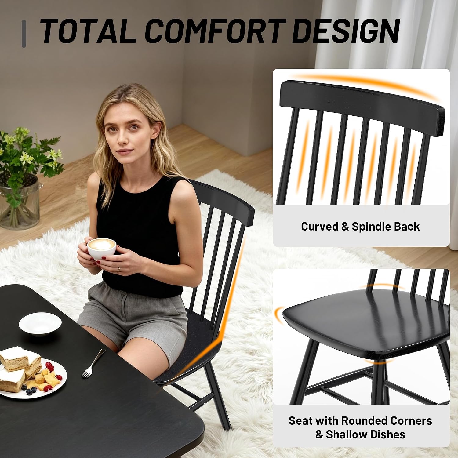 Windsor Spindle-Back Dining Chairs, Set of 4 - Image 3