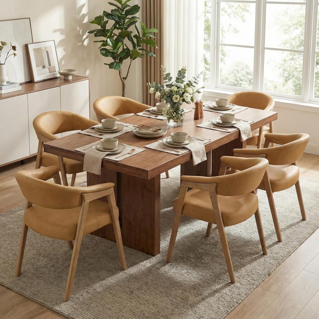 Trapezoid-Leg Dining Armchairs, Set of 6