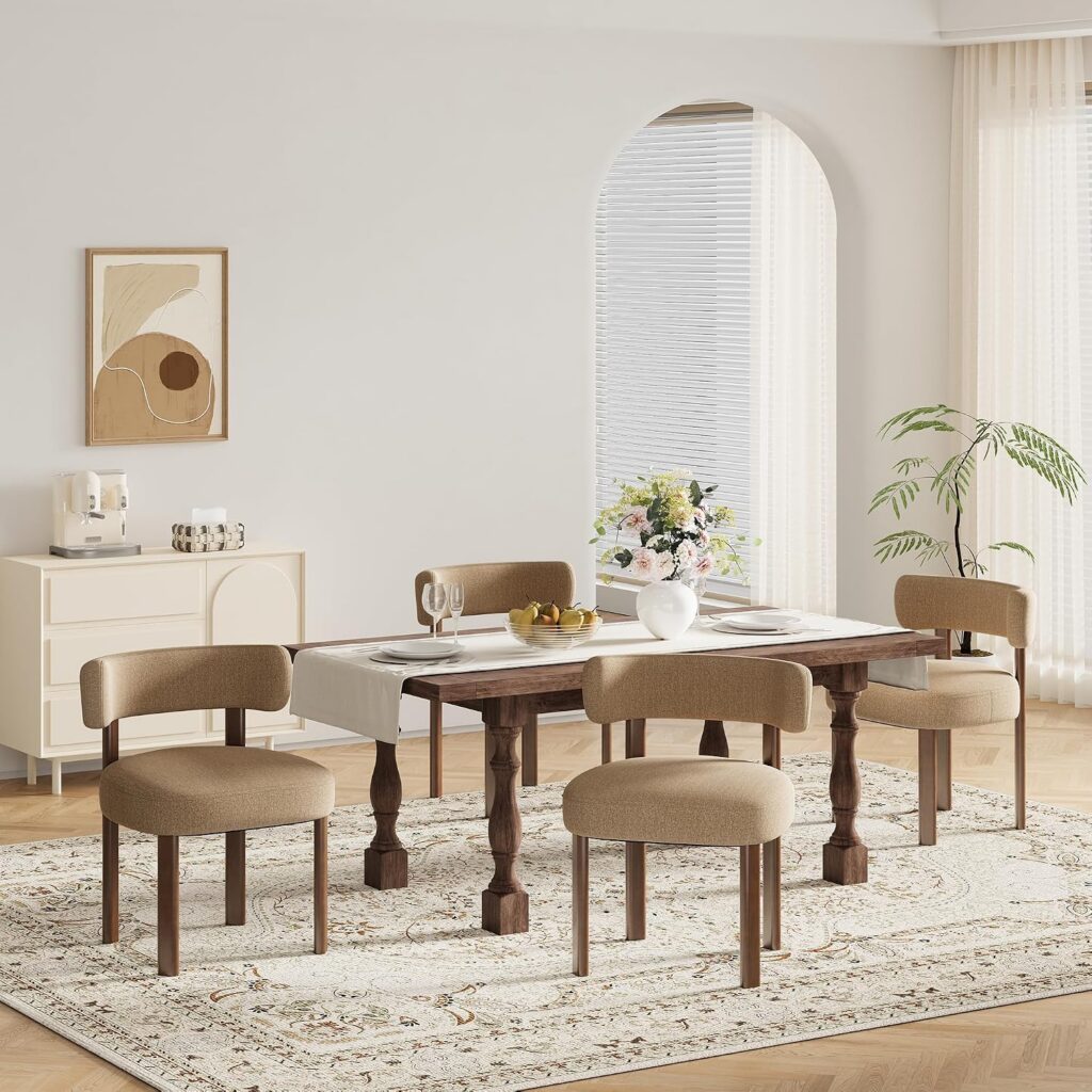 Contoured Wooden Dining Chairs, Set of 4