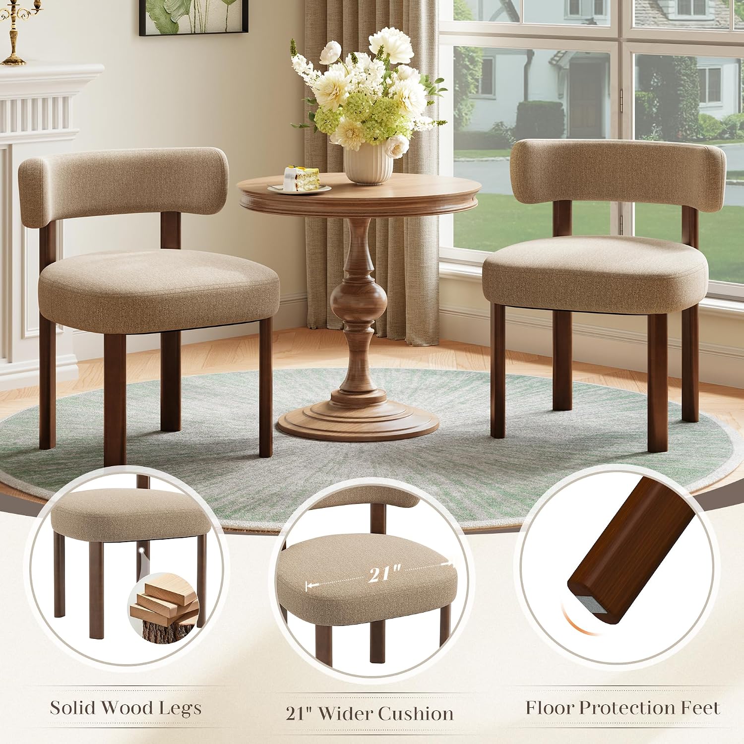 Contoured Wooden Dining Chairs, Set of 4 - Image 4