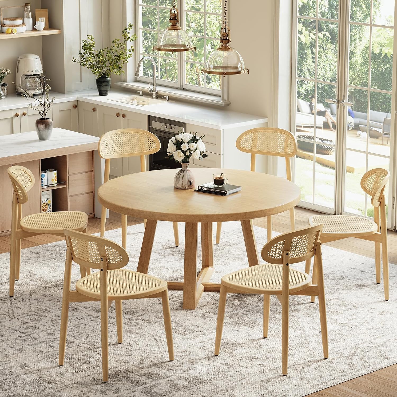 Rattan-Back Dining Chairs, Set of 6 - Image 8