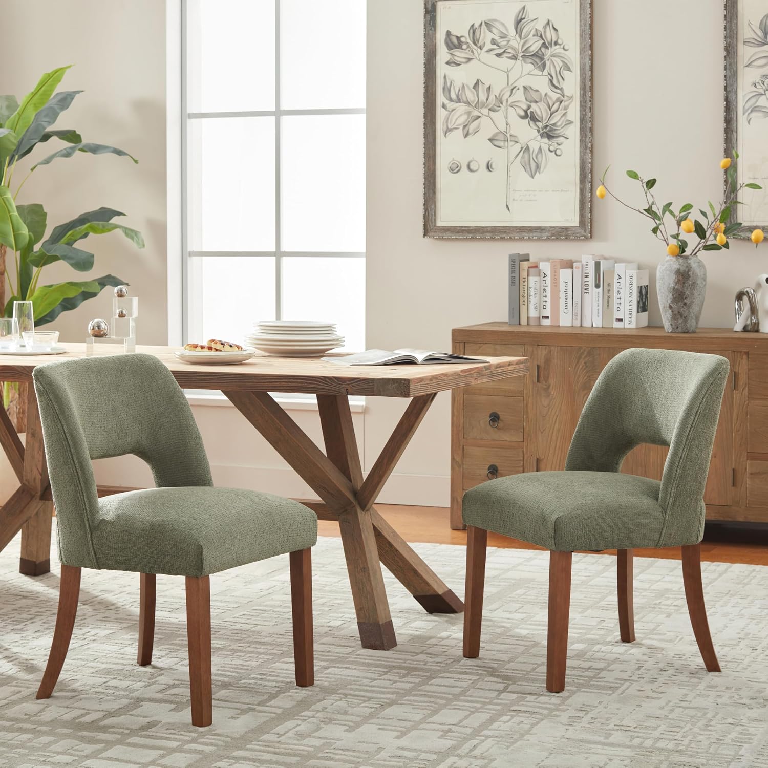 Open-Back Fabric Dining Chairs, Set of 4 - Image 4