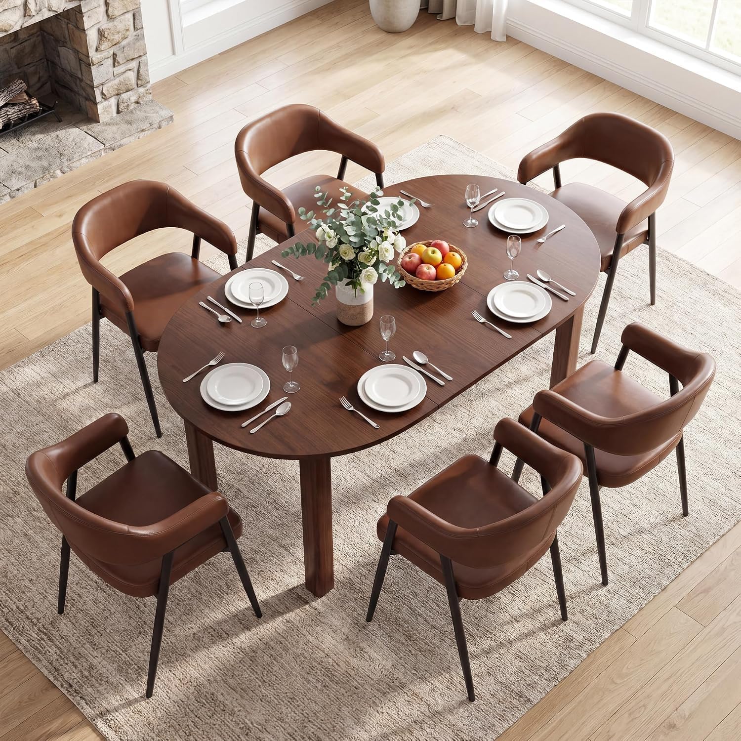 Faux Leather Barrel Dining Armchairs, Set of 6