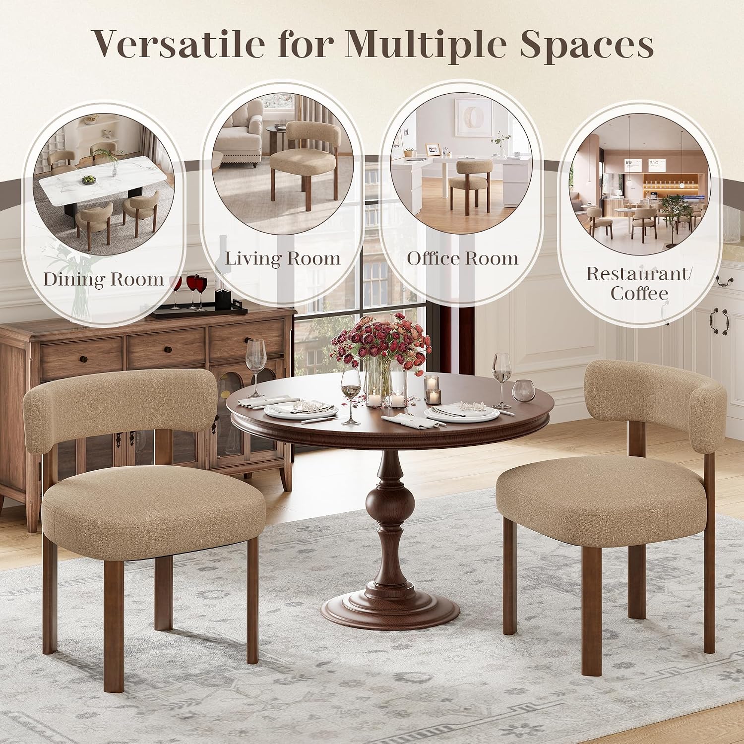 Contoured Wooden Dining Chairs, Set of 4 - Image 7