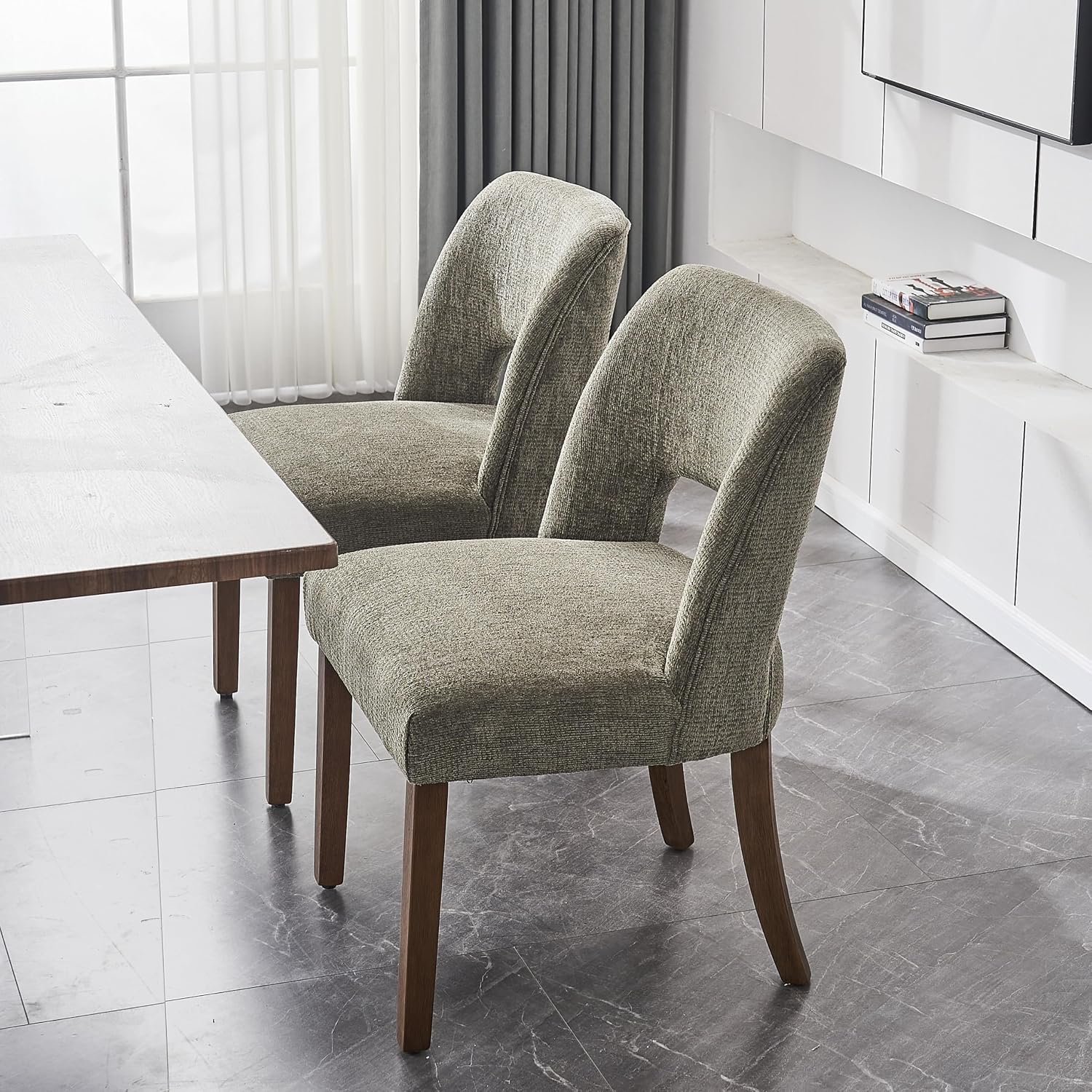 Open-Back Fabric Dining Chairs, Set of 4 - Image 5