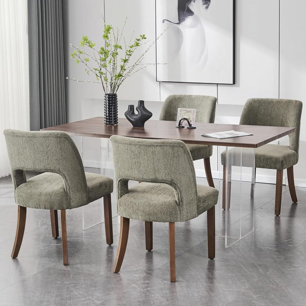 Open-Back Fabric Dining Chairs, Set of 4