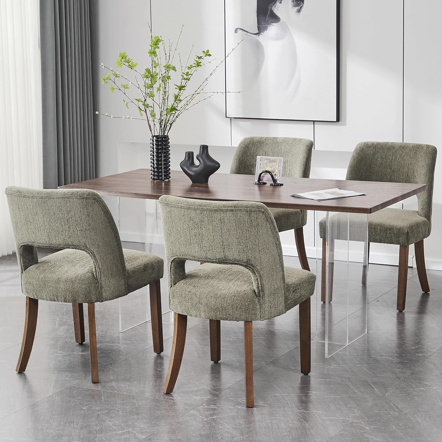 Open-Back Fabric Dining Chairs, Set of 4