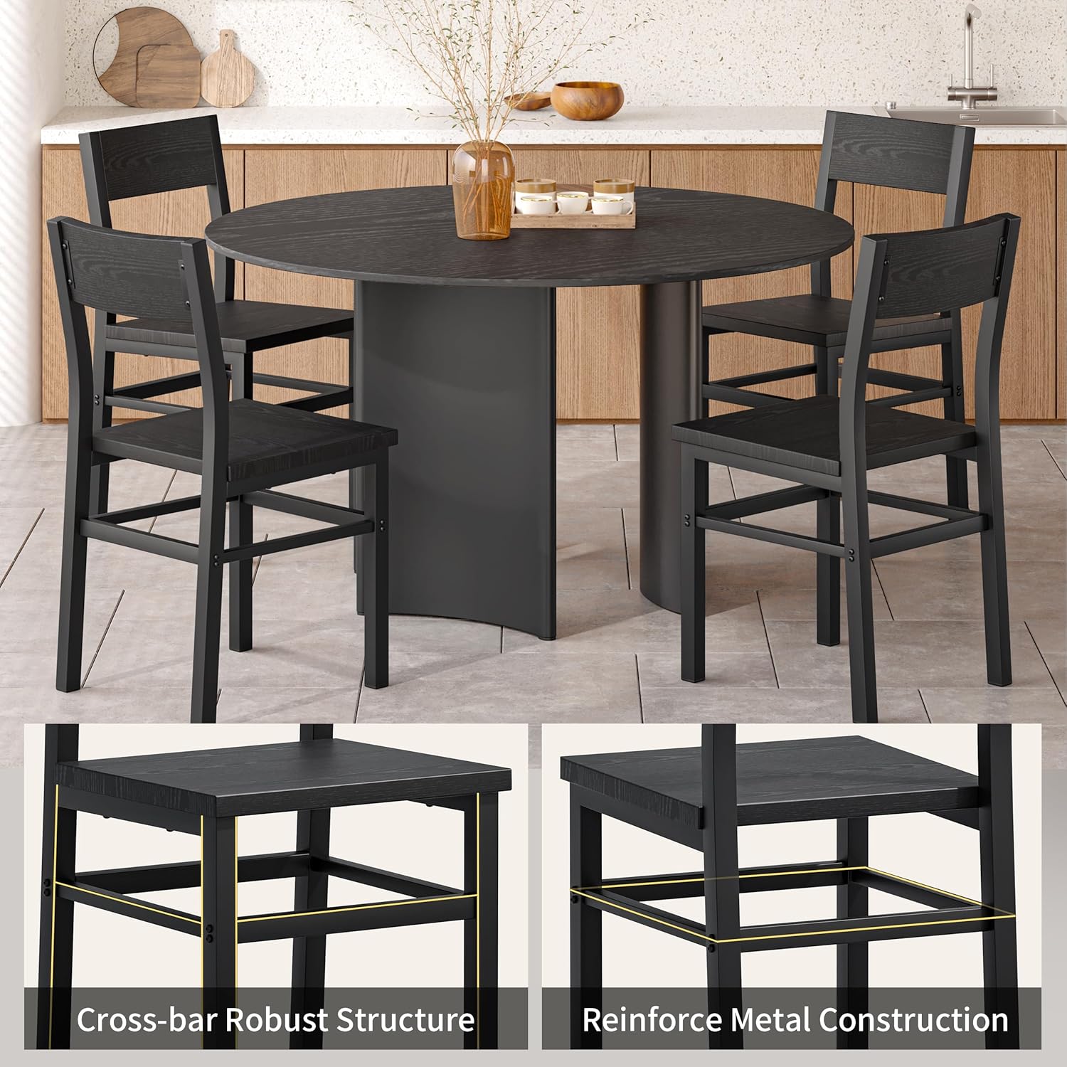Metal-Frame Dining Chairs, Set of 4 - Image 3